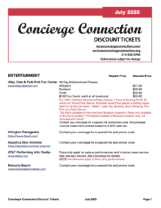 July 2025 Concierge Connection Discount List